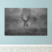 霧の中の鹿 キャンバスプリント (インサイチュ (ウッドフロア))