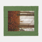 霧の中の鹿 フリースブランケット (正面(横))