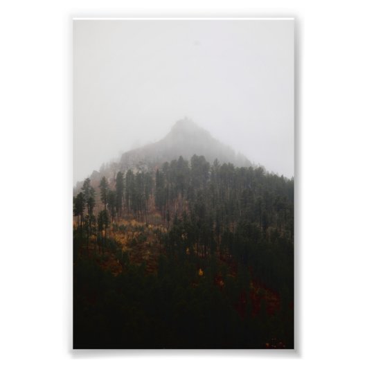 霧の中を突き抜ける美しい山のピーク フォトプリント            (正面)