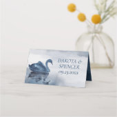 霧の反射 |ダスティブルースワンレイク披露宴 プレイスカード (裏面)