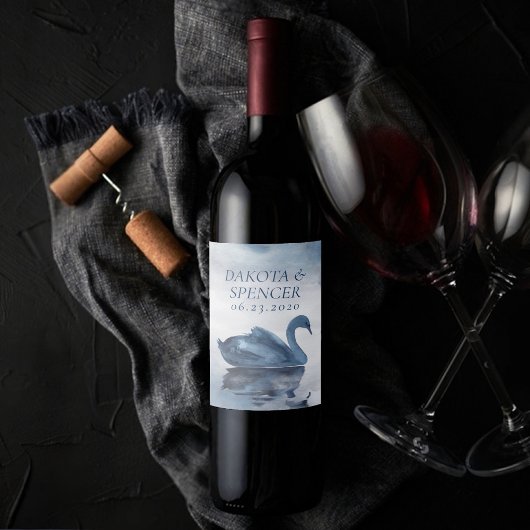 霧の反射 |ダスティーブルースワン結婚式の引き出物 ワインラベル