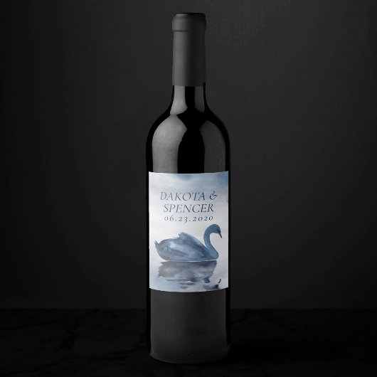 霧の反射 |ダスティーブルースワン結婚式の引き出物 ワインラベル