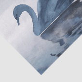 霧の反射 | Moody Dusty Blue Swan on Lake 薄葉紙 (詳細)