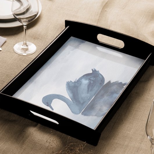 霧の反射 | Moody Dusty Blue Swan on Lake 薄葉紙