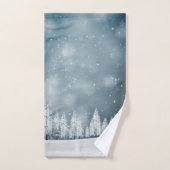 霧の多いクリスマスの山と木のタオル風呂セット バスタオルセット (ハンドタオル)