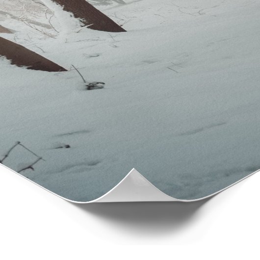 霧の多い冬の森 ポスター (角)