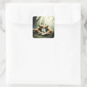 霧の多い森のキツネのカドル スクエアシール (バッグ)