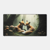 霧の多い森のキツネのカドル デスクマット (正面)