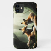 霧の多い森のキツネのカドル Case-Mate iPhoneケース (裏面)