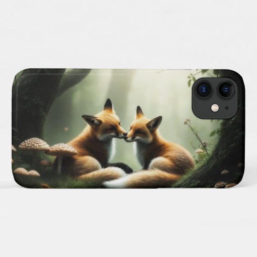霧の多い森のキツネのカドル Case-Mate iPhoneケース (裏面(横))