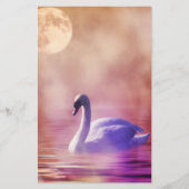 霧の多い湖のスクラップブック紙の上に白鳥 便箋 (正面)