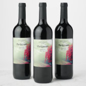 霧の多い鉄道の跡の風光明媚な写真ワイン作り ワインラベル (ボトル)