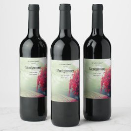 霧の多い鉄道の跡の風光明媚な写真ワイン作り ワインラベル