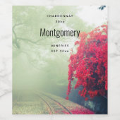 霧の多い鉄道の跡の風光明媚な写真ワイン作り ワインラベル (シングルラベル)