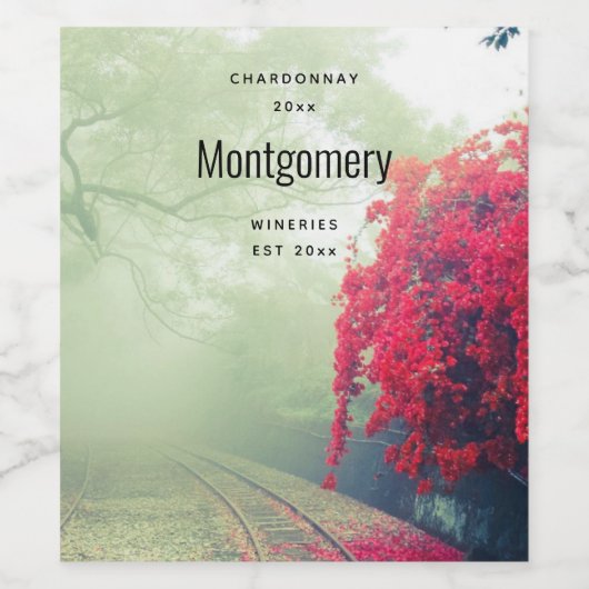 霧の多い鉄道の跡の風光明媚な写真ワイン作り ワインラベル (シングルラベル)