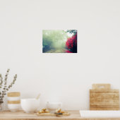 霧の多い鉄道跡の風光明媚な写真 ポスター (キッチン)