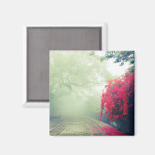 霧の多い鉄道跡の風光明媚な写真 マグネット (正面/裏面)