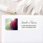 霧の多い鉄道跡の風光明媚な写真 ラベル (インサイチュ)