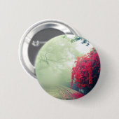 霧の多い鉄道跡の風光明媚な写真 缶バッジ (正面&裏面)