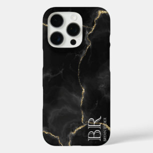 霧の夜の金ゴールドグリッター大理石カスタマイズ iPhone 16 PROケース
