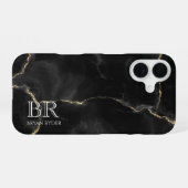 霧の夜の金ゴールドグリッター大理石カスタマイズ iPhone 16ケース (裏面横)