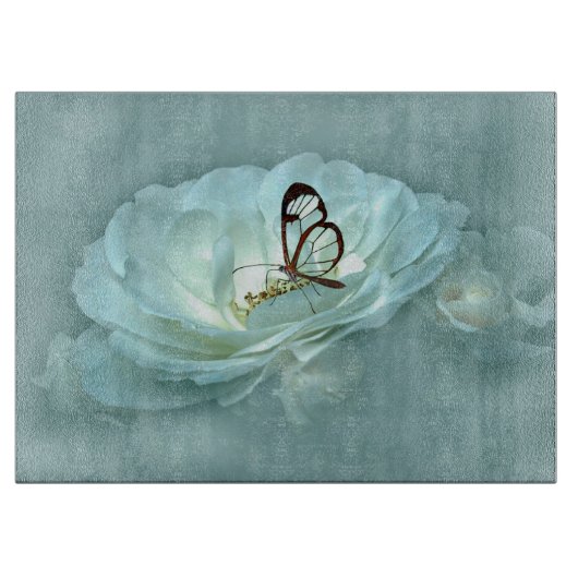 霧の夢 – バラと蝶 カッティングボード (正面)