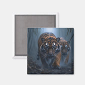 霧の威厳のある多いジャングルのトラ マグネット (正面/裏面)