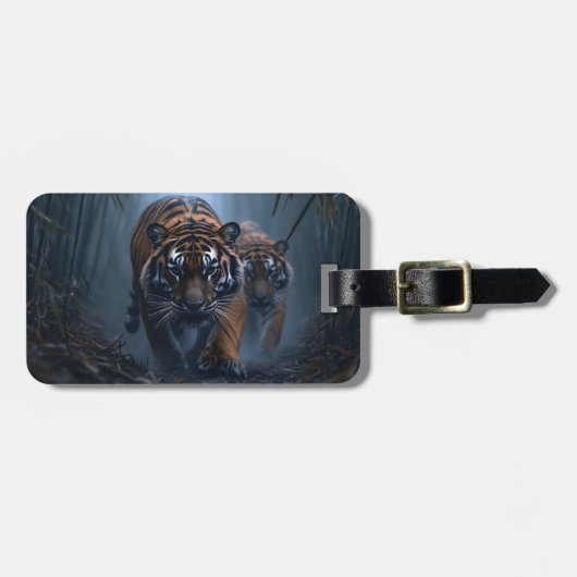 霧の威厳のある多いジャングルのトラ ラゲッジタグ (正面横)