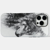 霧の威厳のある多い山々と背の高い松の間の狼 Case-Mate iPhoneケース (裏面 (横))