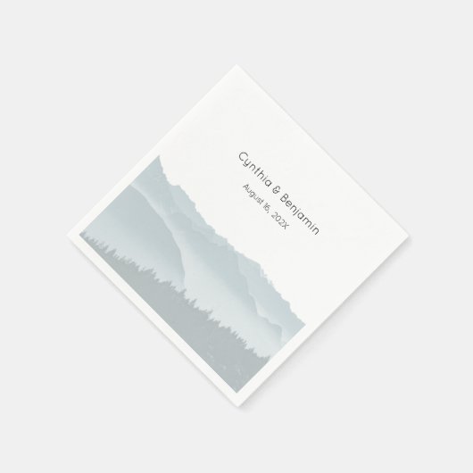 霧の山々の結婚範囲パーソナライズされた スタンダードカクテルナプキン (角)