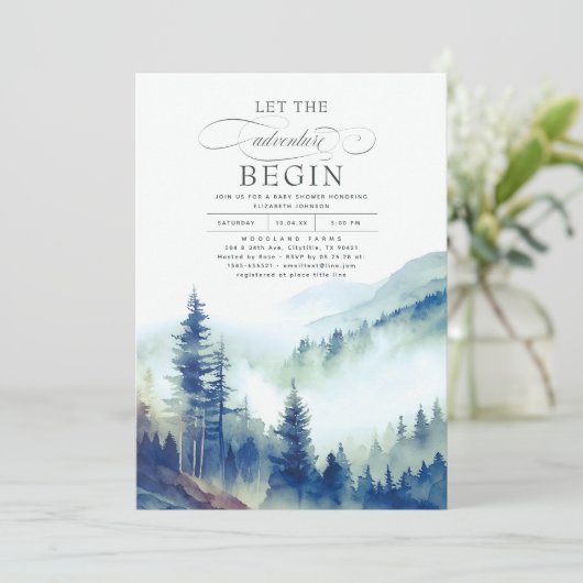 霧の山々は、冒険の赤ちゃんのシャワーを開始する 招待状 (スタンド正面)