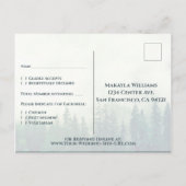 霧の山々グリーンパインフォレストウェディングRSVP ポストカード (裏面)