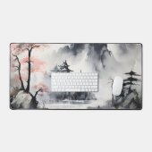 霧の山のインク絵画ズ デスクマット (キーボード&マウス)