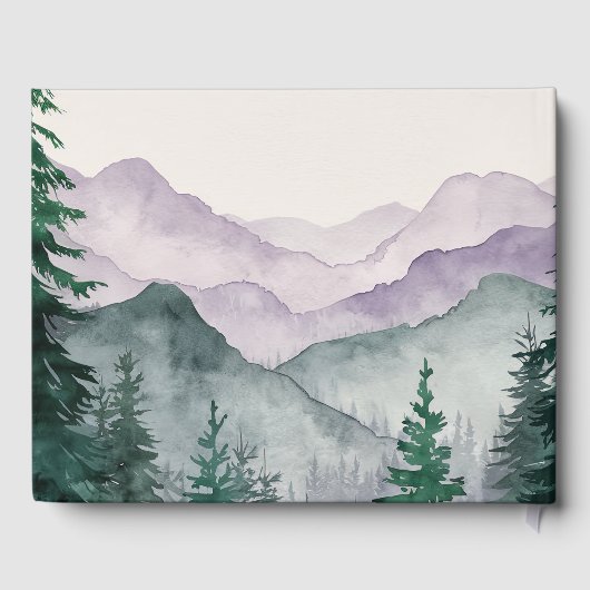 霧の山の森の水の色結婚の ゲストブック (裏面)