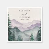 霧の山の森の水の色結婚の スタンダードカクテルナプキン (正面)