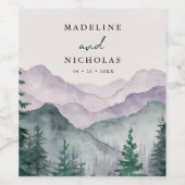 霧の山の森の水の色結婚の ワインラベル (シングルラベル)