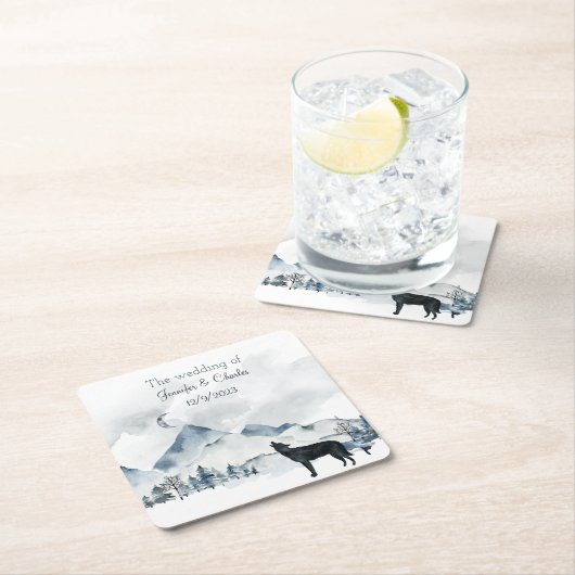 霧の山の水の結婚色 スクエアペーパーコースター (インサイチュ)