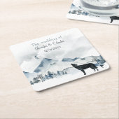 霧の山の水の結婚色 スクエアペーパーコースター (アングル)