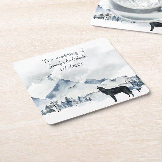 霧の山の水の結婚色 スクエアペーパーコースター (アングル)