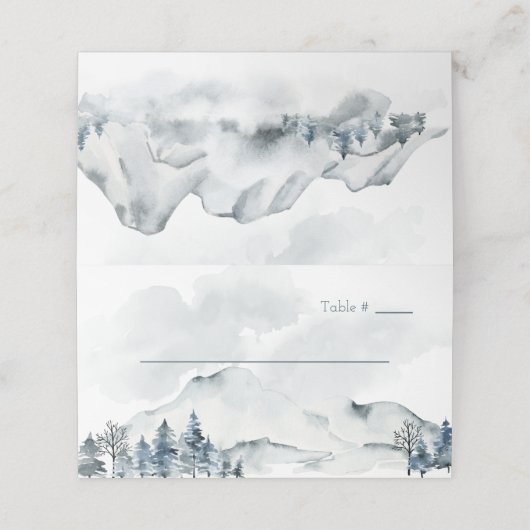 霧の山の水の結婚色 プレイスカード (外部開封)