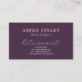 霧の山の水の色パープルビジネスカード 名刺 (裏面)