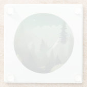 霧の山の谷：静かな荒野の脱出 ガラスコースター (裏面)