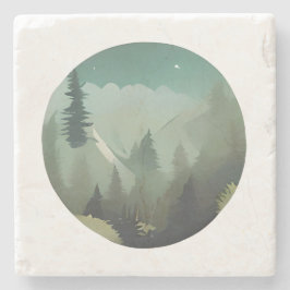 霧の山の谷：静かな荒野の脱出 ストーンコースター