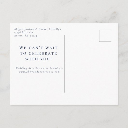 霧の山の青い灰色の白の日付を保存 案内ポストカード (裏面)