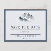 霧の山の青い灰色の白の日付を保存 案内ポストカード (正面)