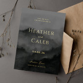 霧の山の黒い金ゴールド結婚式の日付を保存 箔招待状