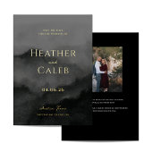 霧の山の黒い金ゴールド結婚式の日付を保存 箔招待状