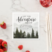 霧の山松林アドベンチャーベビーシャワー スタンダードカクテルナプキン (インサイチュ)