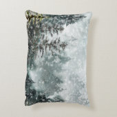 霧の山林の森のシカ アクセントクッション (裏面(縦))