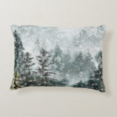 霧の山林の森のシカ アクセントクッション (裏面)